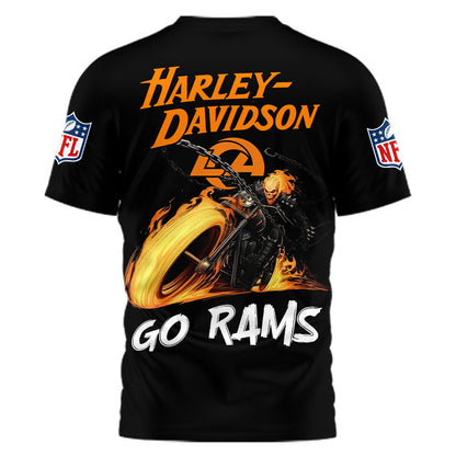 Los Angeles Rams | Premium NFL Ghost Rider Harley Davidson 3D Shirt | LR21