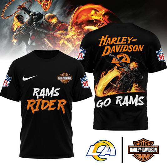 Los Angeles Rams | Premium NFL Ghost Rider Harley Davidson 3D Shirt | LR21