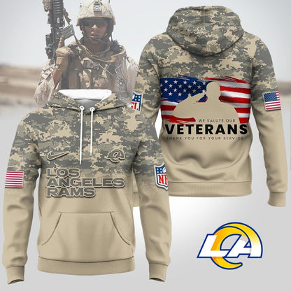 Los Angeles Rams | Premium NFL Thank You For Your Service 3D Hoodie | KI41