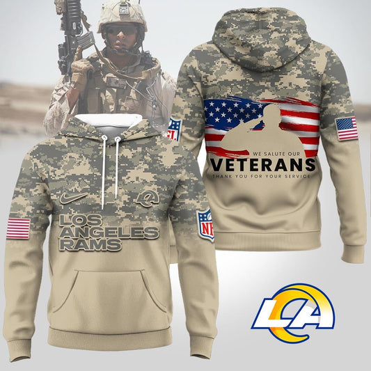 Los Angeles Rams | Premium NFL Thank You For Your Service 3D Hoodie | KI41