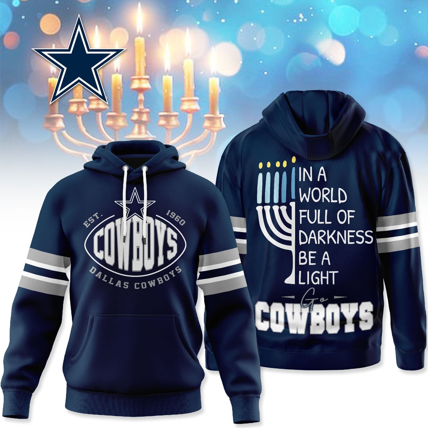 Dallas Cowboys | Premium NFL Hanukkah Day Hoodie | HB70