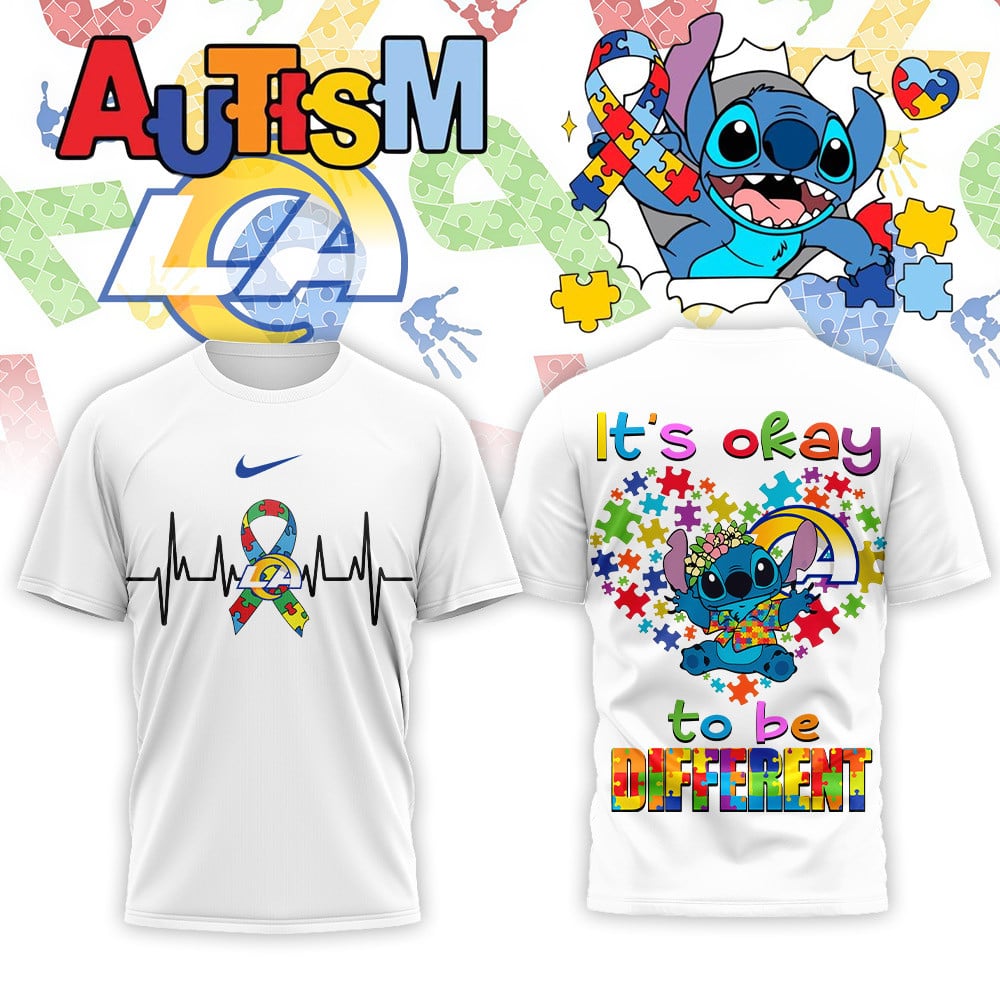 Los Angeles Rams | Premium NFL Stitch X Autism Awareness Fan 3D Shirt | BS23