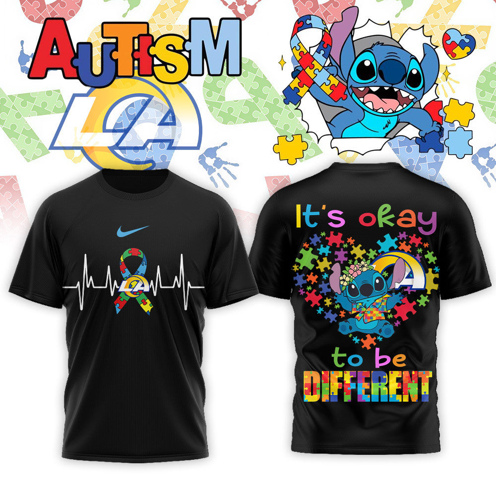 Los Angeles Rams | Premium NFL Stitch X Autism Awareness Fan 3D Shirt | BS23