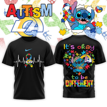 Los Angeles Rams | Premium NFL Stitch X Autism Awareness Fan 3D Shirt | BS23