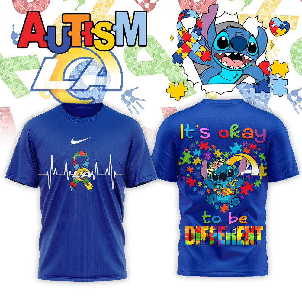Los Angeles Rams | Premium NFL Stitch X Autism Awareness Fan 3D Shirt | BS23