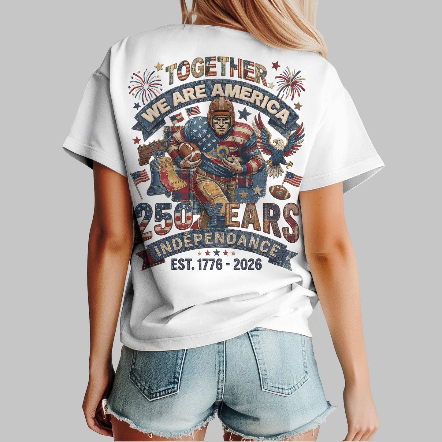 Los Angeles Rams | Premium NFL 250th Anniversary Of America Patchwork Women Shirt | TF74