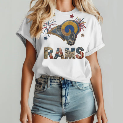 Los Angeles Rams | Premium NFL 250th Anniversary Of America Patchwork Women Shirt | TF74