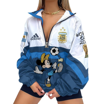 Argentina | Premium Global Football Fever V-Neck Zipper Sweatshirt Jackets NTH1 | SV52