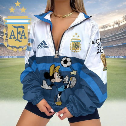 Argentina | Premium Global Football Fever V-Neck Zipper Sweatshirt Jackets NTH1 | SV52