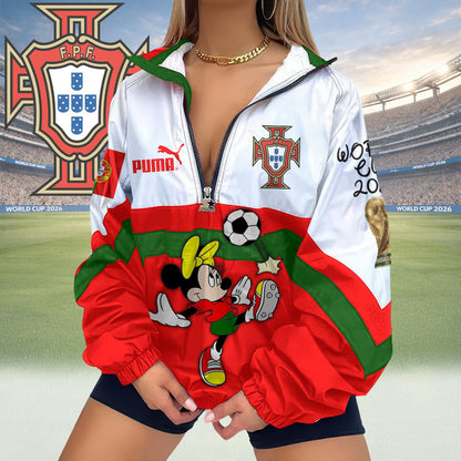 Portugal | Premium Global Football Fever V-Neck Zipper Sweatshirt Jackets NTH1 | EH66