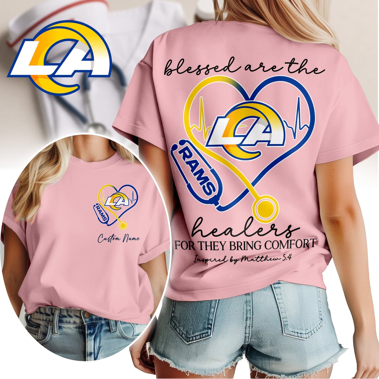 Los Angeles Rams | Premium NFL Heart of A Nurse Game Day 3D Shirt NTH1 | EY38