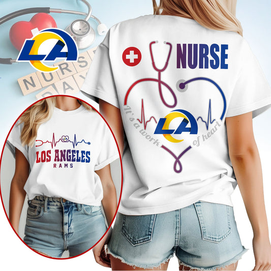 Los Angeles Rams | Premium NFL Nurse Heartbeat 3D T-Shirt NTH1 | TA94