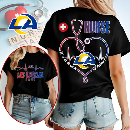 Los Angeles Rams | Premium NFL Nurse Heartbeat 3D T-Shirt NTH1 | TA94