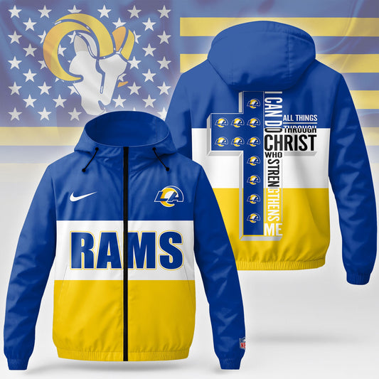 Los Angeles Rams | Premium NFL Strength Through Christ Windbreaker Jacket NTH1 | YY10