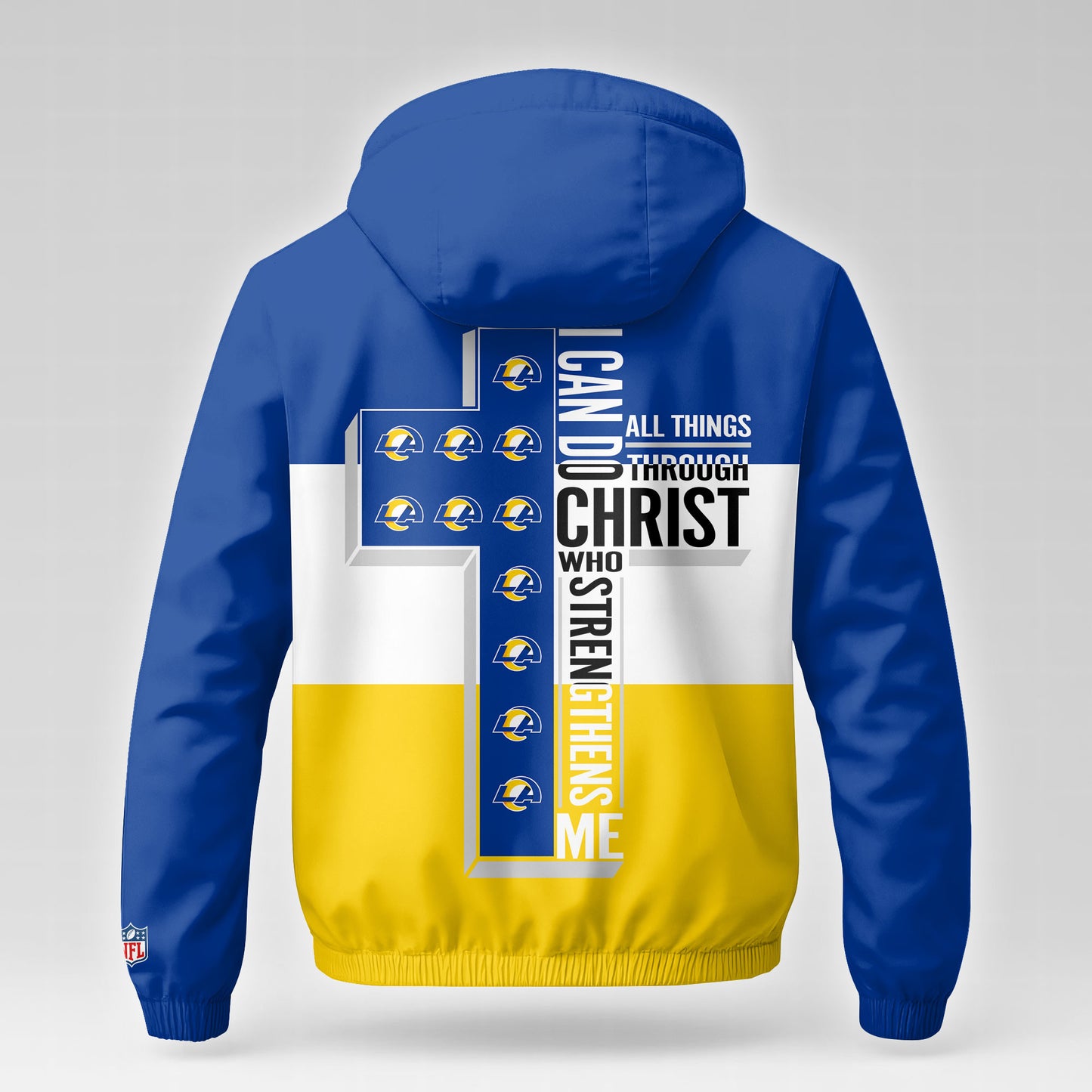 Los Angeles Rams | Premium NFL Strength Through Christ Windbreaker Jacket NTH1 | YY10