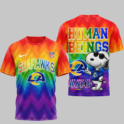 Los Angeles Rams | Premium NFL Rainbow Pride 3D Shirt NTH1 | QB49