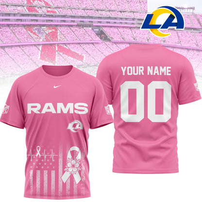 Los Angeles Rams | Premium NFL Breast Cancer Awareness 3D Shirt NTH1 | WN76