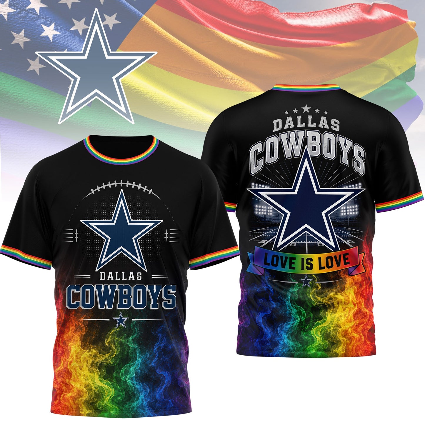 Dallas Cowboys | Premium NFL Love Is Love 3D Shirt NTH1 | IZ52