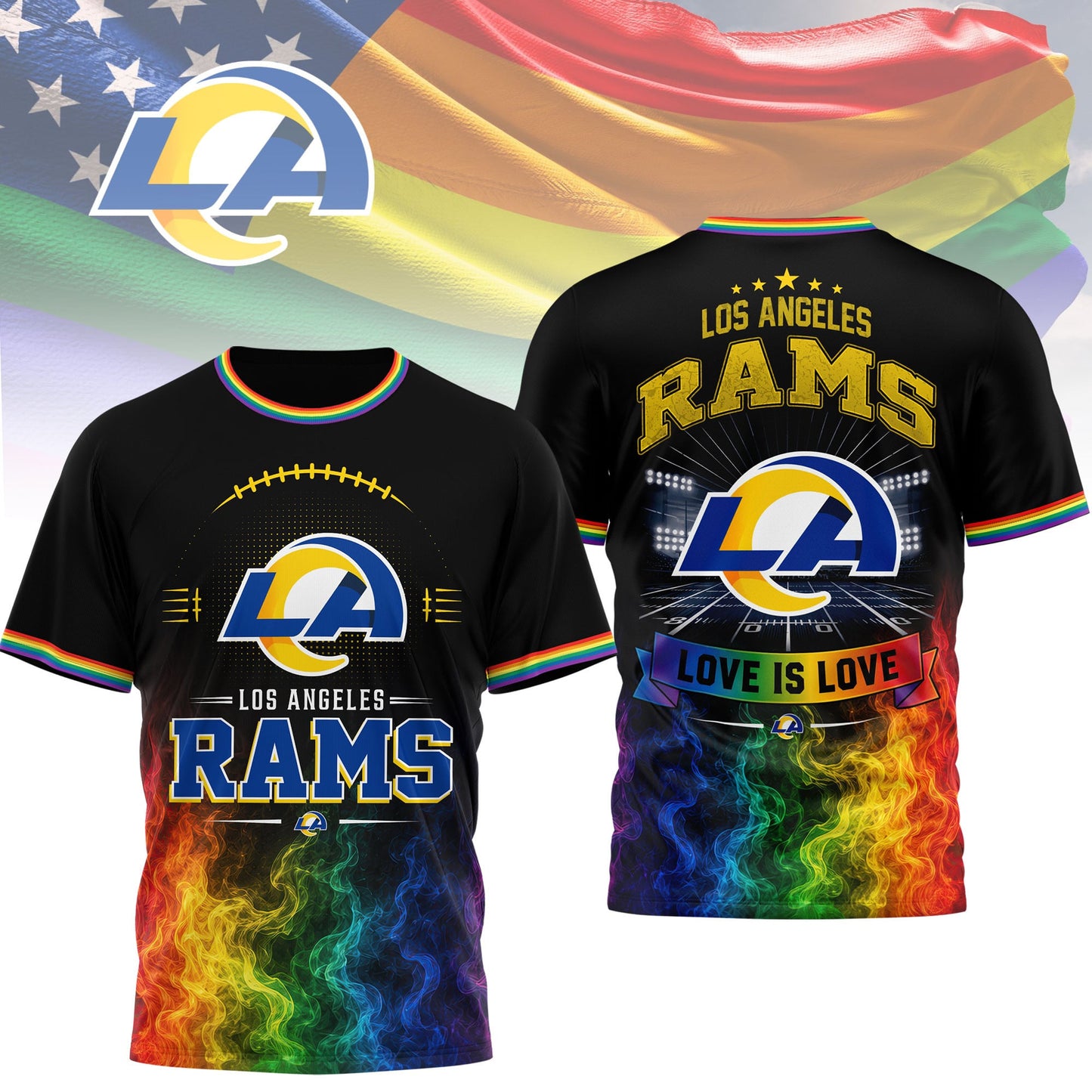 Los Angeles Rams | Premium NFL Love Is Love 3D Shirt NTH1 | IB29