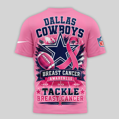 Dallas Cowboys | Premium NFL Tackle Breast Cancer Awareness 3D Shirt NTH1 | WO27