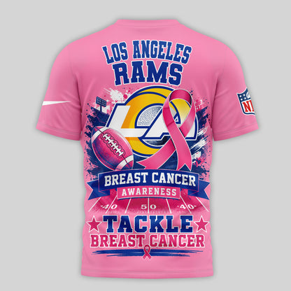 Los Angeles Rams | Premium NFL Tackle Breast Cancer Awareness 3D Shirt NTH1 | ML53