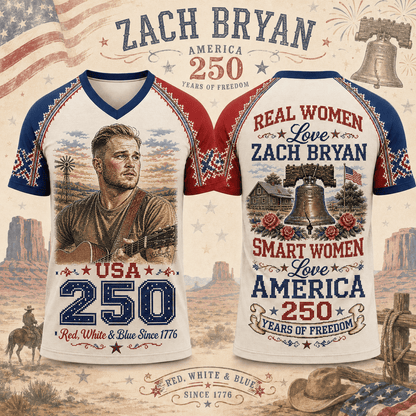 ZBR Premium Celebrate 250 Year of American Vintage style V Neck Shirt BK | HA82