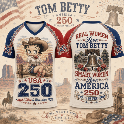 TPT Premium Celebrate 250 Year of American Vintage style V Neck Shirt BK | BM11