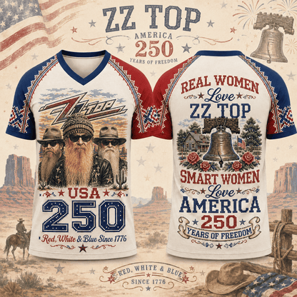 ZZT Premium Celebrate 250 Year of American Vintage style V Neck Shirt BK | AR42