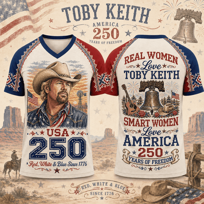 TBKH Premium Celebrate 250 Year of American Vintage style V Neck Shirt BK | NZ33