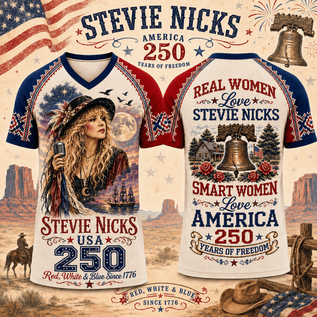 STNK Premium Celebrate 250 Year of American Vintage style V Neck Shirt BK | SK72