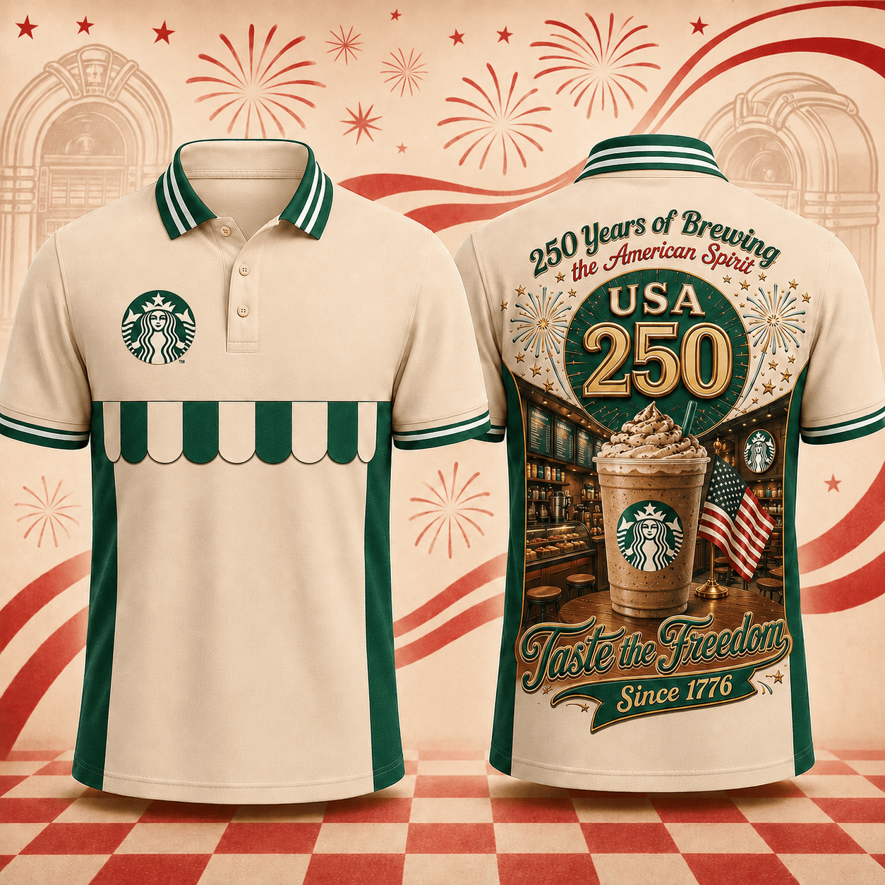STBK Premium USA 250 Years Of Freedom Patriotic Polo Shirt BK | LC31