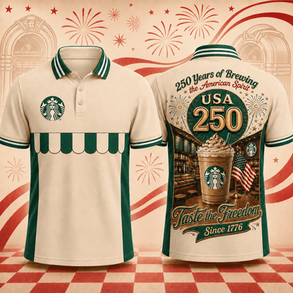 STBK Premium USA 250 Years Of Freedom Patriotic Polo Shirt BK | LC31