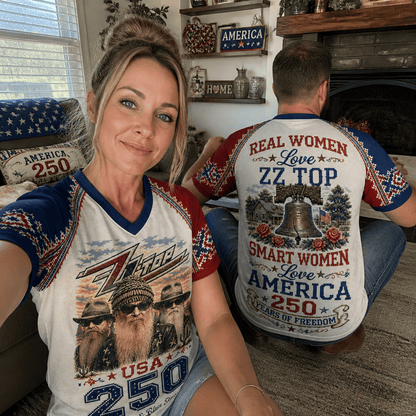 ZZT Premium Celebrate 250 Year of American Vintage style V Neck Shirt BK | AR42