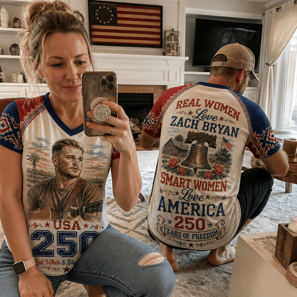ZBR Premium Celebrate 250 Year of American Vintage style V Neck Shirt BK | HA82