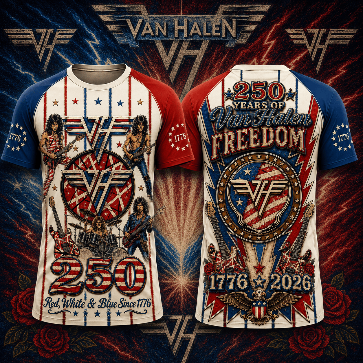 VHL Premium Country Music America 250 Years Of Freedom 3D T-Shirt | VH76