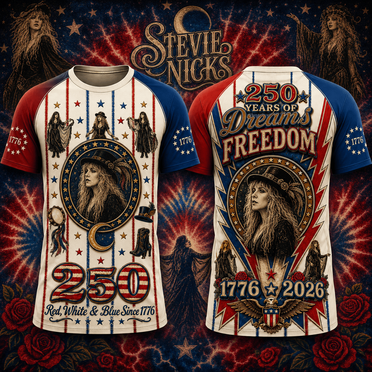 STNK Premium Country Music America 250 Years Of Freedom 3D T-Shirt | IV39