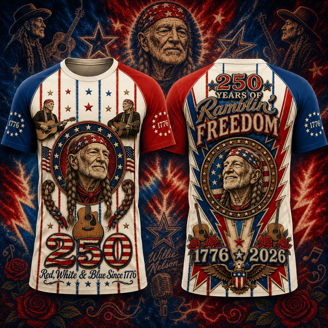 WLNS Premium Country Music America 250 Years Of Freedom 3D T-Shirt | YI85