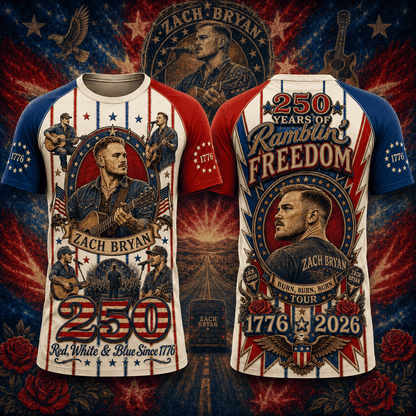 ZBR Premium Country Music America 250 Years Of Freedom 3D T-Shirt | TE28