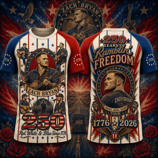ZBR Premium Country Music America 250 Years Of Freedom 3D T-Shirt | TE28