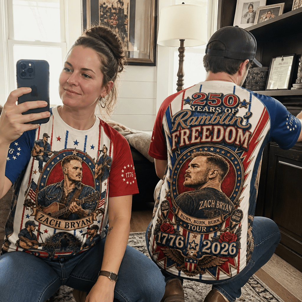 ZBR Premium Country Music America 250 Years Of Freedom 3D T-Shirt | TE28