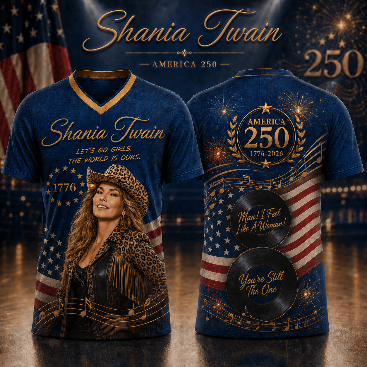 SNT | Premium America 250th Celebration V-Neck Shirt BK | IU34