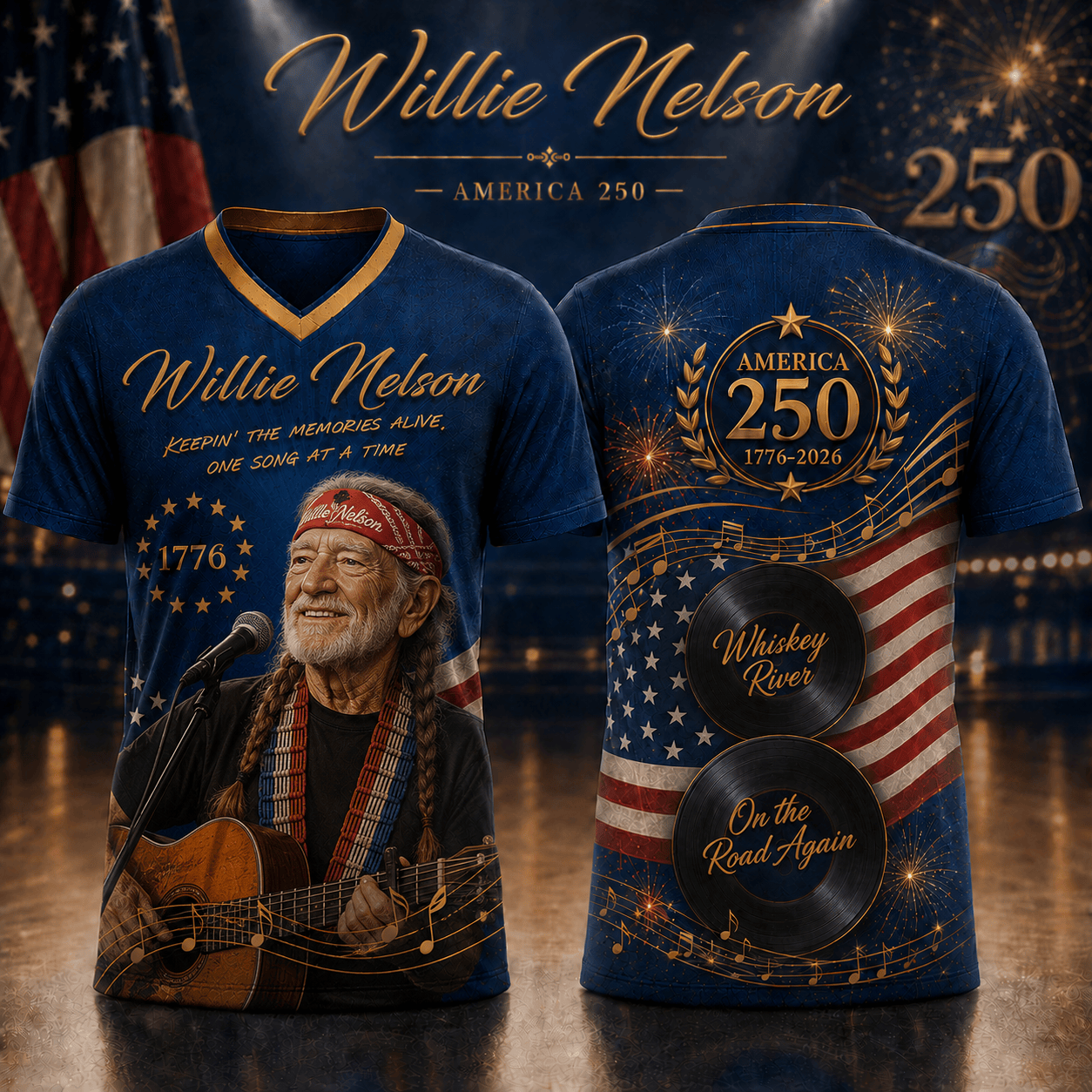 WLNS | Premium America 250th Celebration V-Neck Shirt BK | ZJ76
