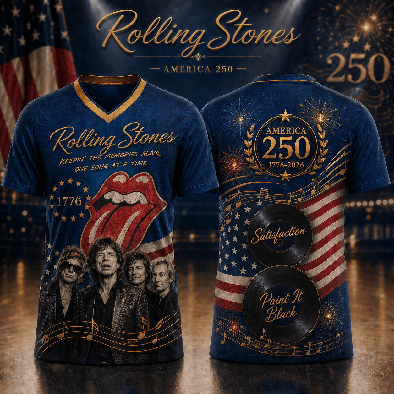 RNST | Premium America 250th Celebration V-Neck Shirt BK | YD55