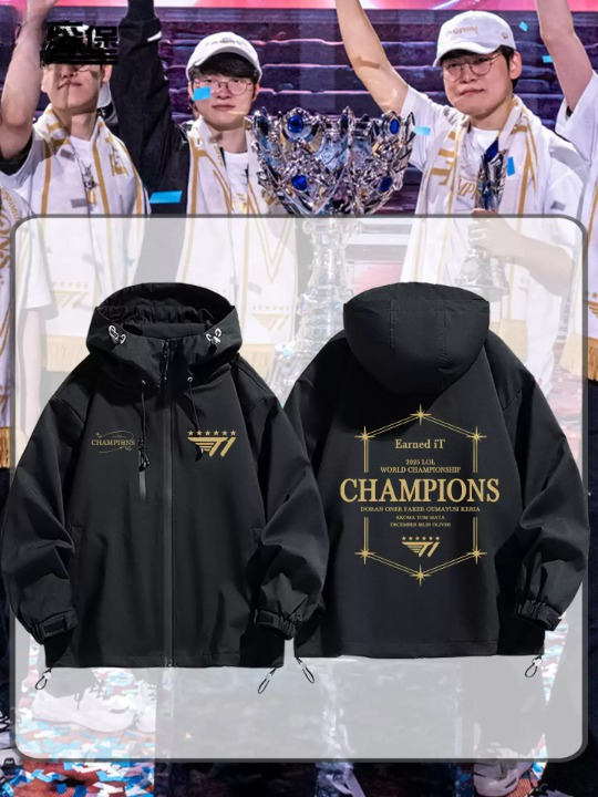 T1 Faker 6-Star World Champions Windbreaker Jacket - Three-Peat Esports Championship Jacket Unisex