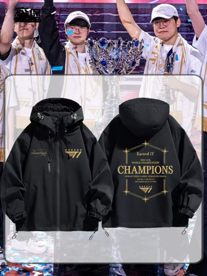 T1 Faker 6-Star World Champions Windbreaker Jacket - Three-Peat Esports Championship Jacket Unisex
