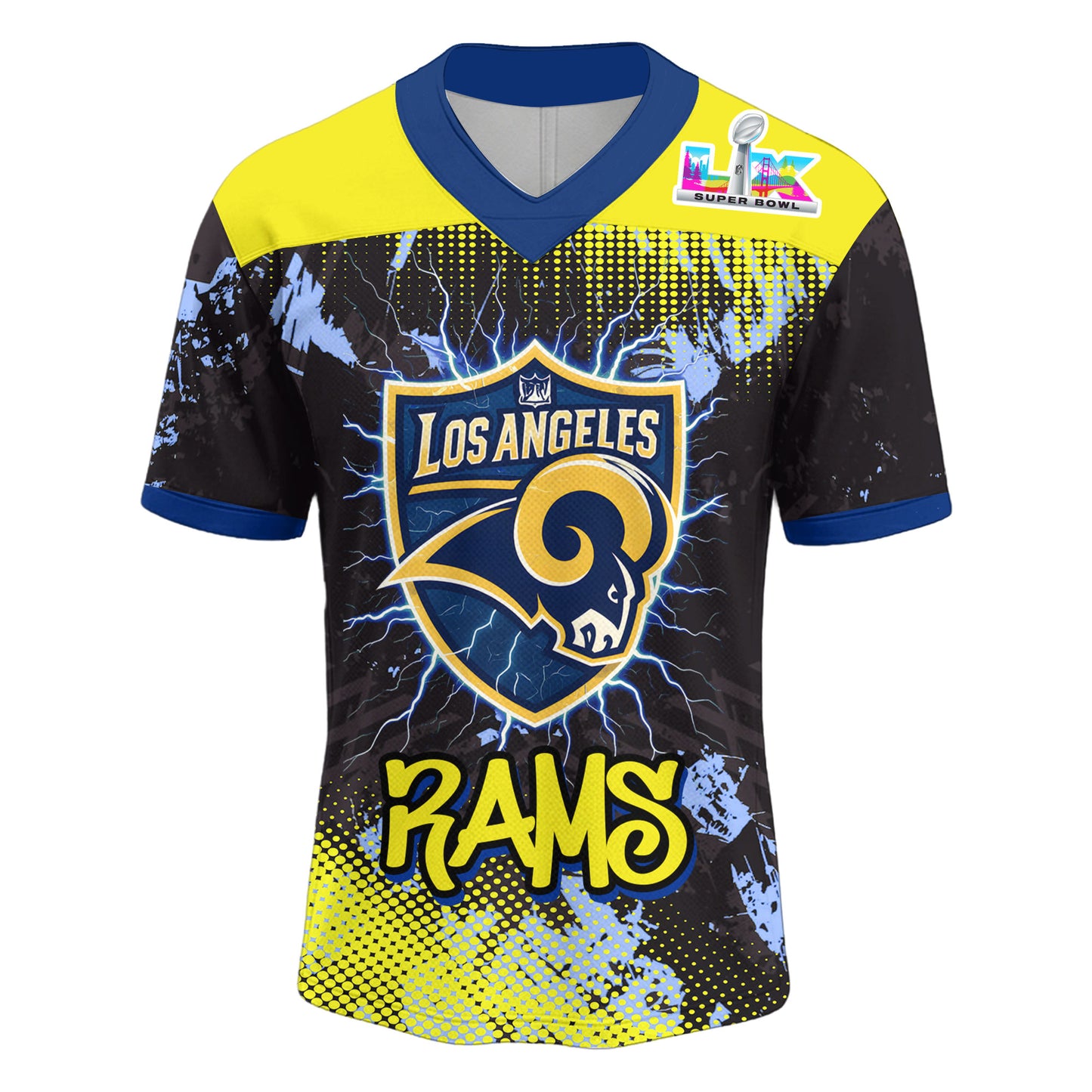 Los Angeles Rams | Premium Rams House V-neck Baseball Jersey HY | UK64