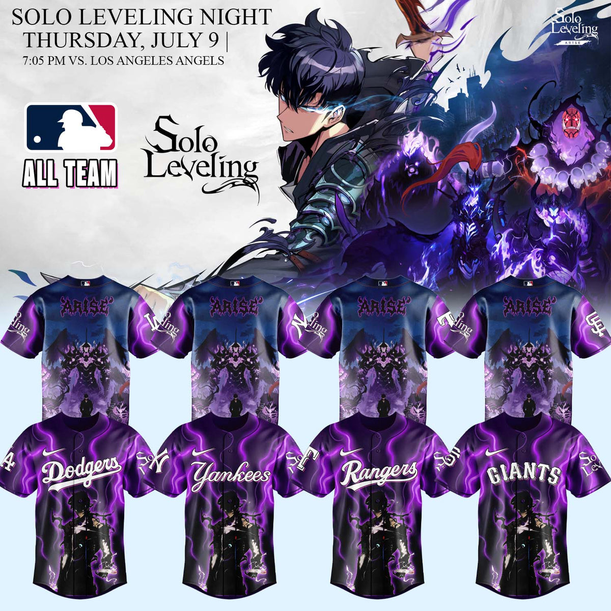 MLB ALL TEAMS x Solo Leveling Special Edition Baseball Jersey
