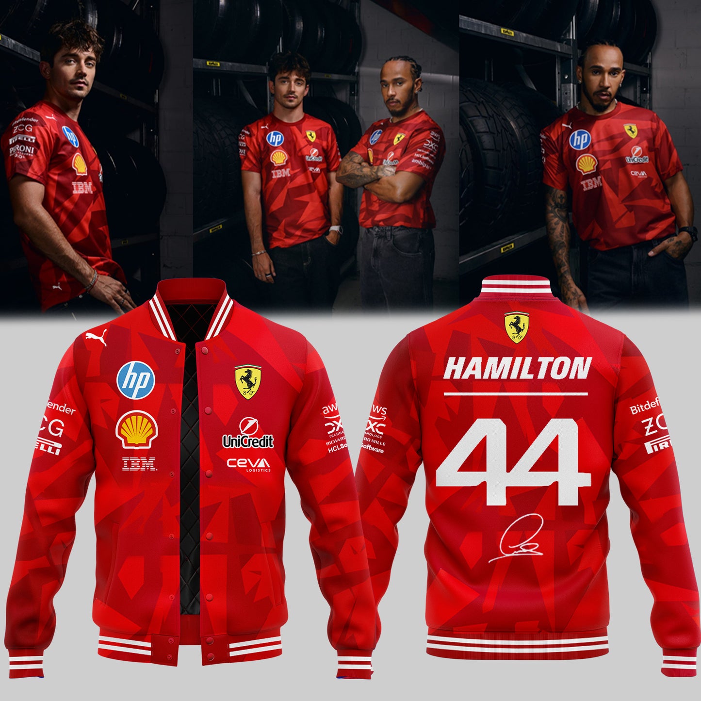 ___,,,.Ferrari Signature Lewis Hamilton 44 Bomber | GD94