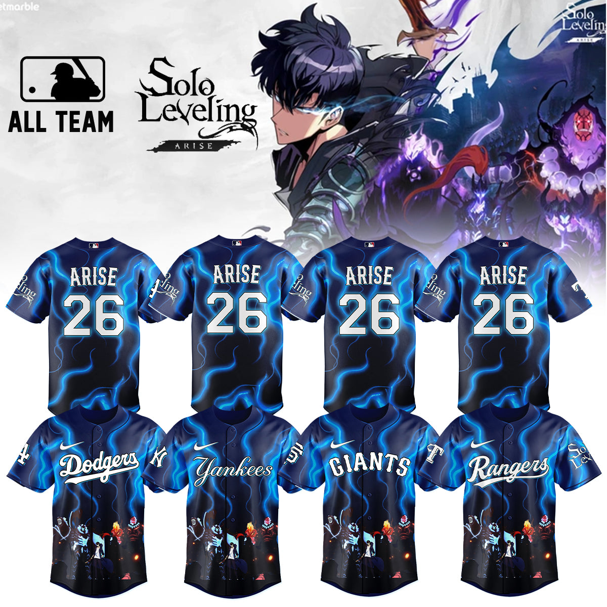 MLB ALL TEAMS x Solo Leveling Custom Name  Jersey