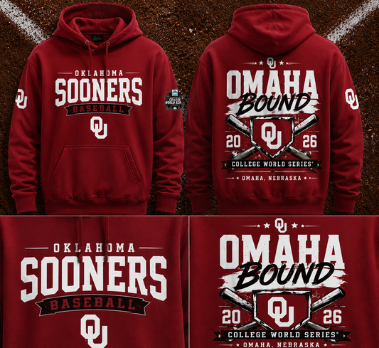 Oklahoma Sooners Baseball 2026 NCAA Baseball Men’s College World Series OMAHA Hoodie | ZH11
